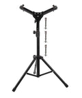 Foldable Drum Rack And Alloy Dumbbell Stand With Snare Practice Pad Tough Storage Shelf Setup For Sick Beats Or Pumping Iron, steel frame with adjustable height.