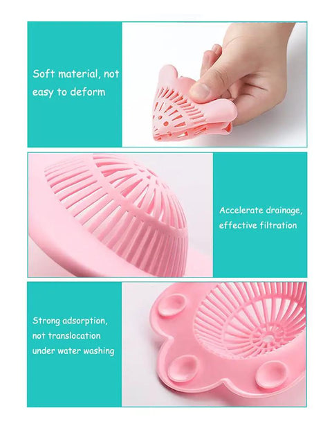 4 Pack Silicone Drain Hair Catcher Shower Cover With Sweet Flower Bead Chain Design As The Real Deal Hair Stopper For Bathtub Sink Floor To Lock In Debris In Blue Green White And Pink For Home Bathroom Or Kitchen Setup