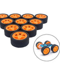 10 Piece Model Car Wheel Set With Rubber Tires And Five Round Shaft Axles For DIY RC Cars Trucks Robots And Helicopters In Bright Yellow