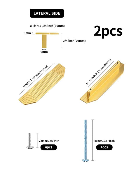 Top Shelf Gold Drawer Pulls 2 Pack 5.5 Inch Cabinet Handles, solid aluminum hardware with screws included.