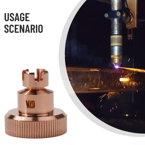5-Pack KP2845-2 Plasma Shield Guard Cups For Tomahawk 1538 LC105 Cutting Torch in use, sparks flying