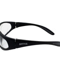 Side view of Hercules Safety Glasses with Shatterproof Lenses ANSI Z87, black nylon frame, rubber ear pads for comfort.