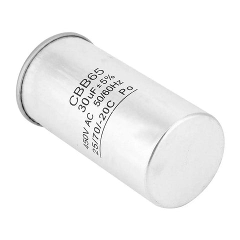 30 Microfarad 450V CBB65 Homopolar Electrolytic Capacitor For Air Conditioner Compressor And Industrial Equipment Motor Drive And Motor Start Component Pro Grade Performance cylindrical silver capacitor