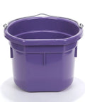 Flat Back Plastic Animal Feed Bucket With Metal Handle For Horse Stall Feeding And Watering Purple 8 Quart Durable Polyethylene Construction