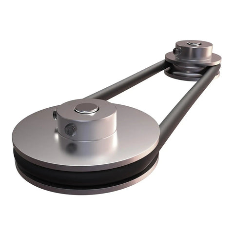 Two Pack Single Groove Pulley Set With 5mm Fixed Bore And 16mm Aluminum Alloy Outer Diameter, Durable Belt Pulley For 4mm PU Round Belts, Includes Hex Wrench For Easy Mounting And Smooth Operation., two aluminum single-groove pulleys with belt installed