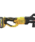 Pro Grade Brushless Cordless Drill Kit With 7/16 Inch Quick Change Chuck E Clutch Protection showing side view with battery.