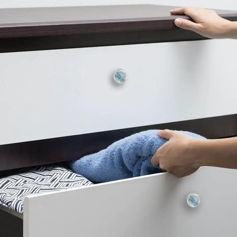 Top Notch Round Cabinet Knobs Dang Cute Teal And White Marble Pattern With Included Screws for drawer handle installation.