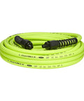Coiled Pro Grade Air Hose 3/8 In X 35 Ft Hybrid Polymer, Heavy Duty Lightweight, All Weather Flexible, ZillaGreen with fittings