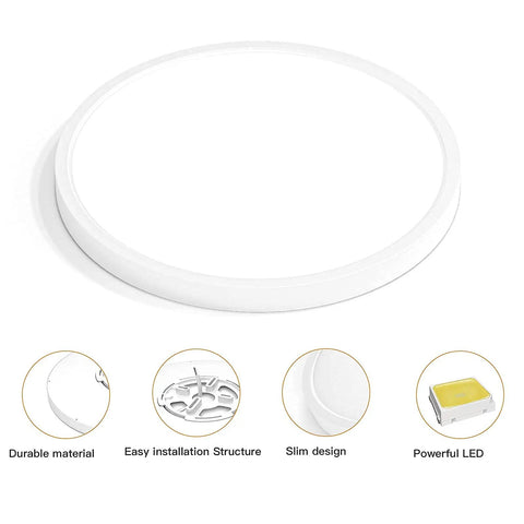 Slim Flush Mount LED Ceiling Light 15.8 Inch Dimmable 24W Panel With 5 Color Temperatures 3000K 3500K 4000K 5000K 6500K Low Profile