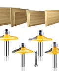 Pro Grade Four Piece Woodworking Edging Router Bit Set With Quarter Inch Shanks for Door and Drawer Fronts Carbide Cutter Bits