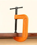 Beefy 2 Inch C Clamp Heavy Duty Steel Clamp for Woodworking Welding and Building with Rust Resistant Body and Anti Slip Screw for a Rock Solid Grip on Wood Metal Shelves Benches and All DIY Projects, clamped on wood