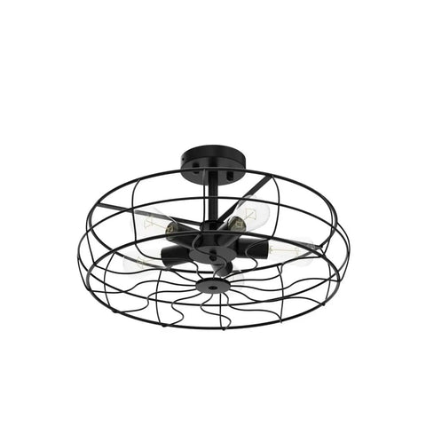 Five Light Industrial Ceiling Light With Rustic Wire Cage In Oil Rubbed Bronze Farmhouse Semi Flush Mount Black Retro Close To Ceiling Fixture