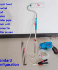 Electric Auto Feed Paint Roller System Automatic Suction Latex Paint Applicator showing components: brush head, rods, water pipe.