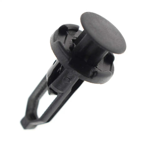 Close-up of black plastic clip from Tailgate Cap Top Protector Molding Retainers Clips 16 Piece Set Fits Toyota Tundra 4Runner Camry