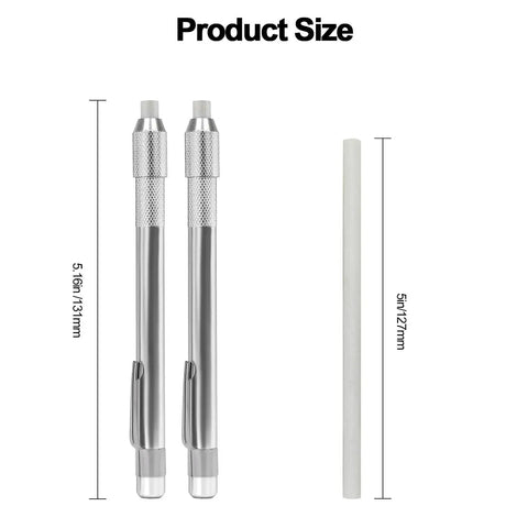 Heavy Duty Professional Grade Round Soapstone Pencils With Secure Grip Holder And Full Refill Pack For Welding Metal Shop Fabrication Textile Marking Built Tough No Sweat Layout Chalk Tools showing product size 5.16in and refill.
