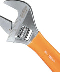 Beefy Adjustable Wrench With Extra Capacity Jaw For Bigger Jobs In Tight Spaces One And A Half Inch Capacity Precision Forged Steel