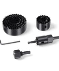 Super Cool 8 Piece Hole Saw Kit For Cutting Wood Plasterboard And Pvc Board Fast With 19 To 64mm Drill Bits Perfect For Any Serious DIY Home Improvement Project You Need This Total Gear Right Now, black hole saw set with drill arbor and hex key