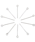 Stainless Steel Open Eye Pins With Loop For Beading And Jewelry Making 26mm Long 0.6mm Thick 24 Gauge Eye Pins 2mm Hole Compatible 1000 Pack Durable Hypoallergenic Jewelry Findings For Necklaces And Bracelets laid out on white