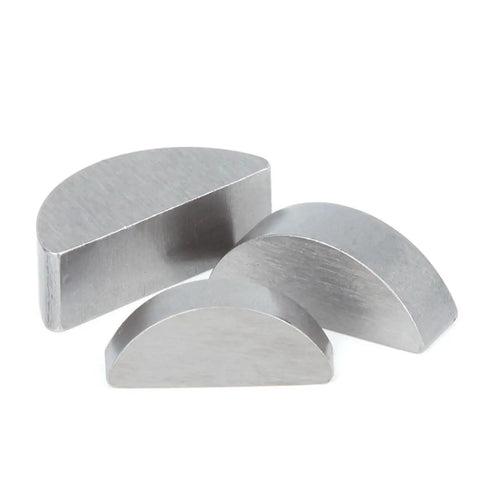 Heavy Duty Carbon Steel Woodruff Keys Super Tough Rust Proof Precision Locking Hardware For Workshops Garage Owners Looking For Legit Gear That Handles Max Torque Without Slip Or Slop In The Machine Setup Today, three silver keys