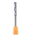 SpeTool 14411 ball-nose carbide end mill with orange shank collar, double-flute spiral.