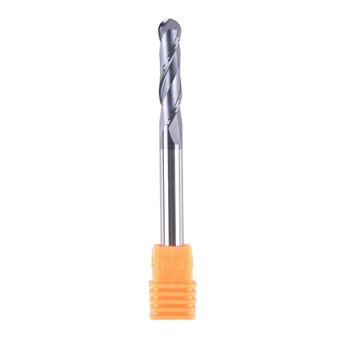 SpeTool 14411 ball-nose carbide end mill with orange shank collar, double-flute spiral.