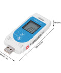 No Sweat Usb Temperature And Humidity Data Logger With Heavy Duty Memory Bank And Smooth Lcd Readout, showing temperature display and USB plug.