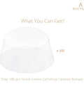 Top Shelf Clear Silicone Rubber Feet 100 Piece Pack Anti Skid Cabinet Bumpers Self Adhesive Picture Frame Protectors For Furniture And Appliances Rock Solid Dead Silent Non Slip Pad Set, 10mm x 4mm cylindrical bumper shown.