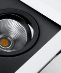Close-up of the Six Pack High Output Canless Recessed Downlight Featuring Four Swivel Heads and a durable aluminum body.