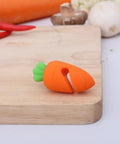 Heavy Duty Silicone Pot Lid Rack And Super Sturdy Cover Lifter Holder For Zero Spill Cooking on a wooden cutting board.