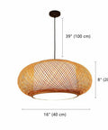 Antique Lantern Pendant Light With Rattan Weaving And Natural Wood Finish Beige Bamboo Ceiling Fixture With Adjustable Cord