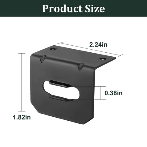 Universal 4 Way Flat Trailer Connector Mount Bracket with product dimensions 2.24x1.82x0.38 inches