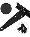 4 Inch T Shape Shed Door Hinges Heavy Duty 4 Pack For Barn Doors Fence Gates And Windows Carbon Steel Outdoor Use, close-up view