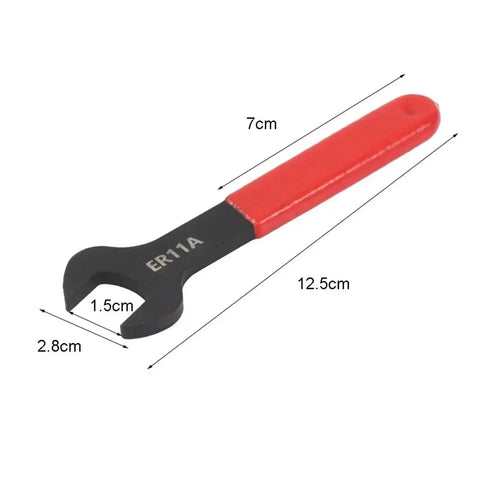Heavy Duty ER Wrench Spanner For ER8A ER11A ER16A ER20A ER25A Collet Chuck Fits CNC Machining Centers, 12.5cm long, red handle.