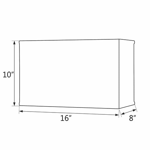 Diagram of Transitional Rectangle Hardback Lamp Shade With Spider Construction, 16x8 inches dimensions, Ivory Off White color