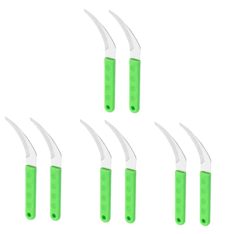 8 Piece Weeding Sickle For Gardening Portable Grass Cutter with green ergonomic handles and rustproof serrated blades