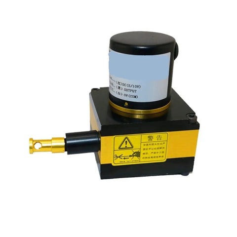 Rope Displacement Sensor For Linear Motion With Voltage Output Pro Grade Measuring Device For Cylinders And Testing Machines Widely Used In Water Conservancy And Steel Industries High Precision Easy Integration Ideal For Industrial Automation, black and gold