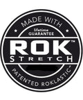 Logo for adjustable pack straps with patented ROK stretch, lifetime guarantee, secure backpacks and bikes without damaging.