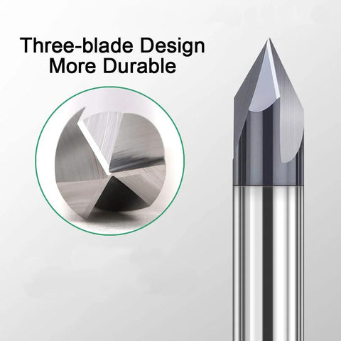 ASNOMY 4-piece carbide chamfer end mill set with V-groove router bits, 60°/90°, 3-flute CNC cutters