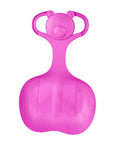 Family Snow Sled For One Person Flexible Cold Resistant PP Toboggan with Comfortable Handle, Rose Red, Bear Design