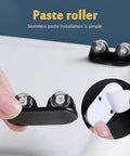 12 Pack Self Adhesive Mini Caster Wheels With Precision Ball Bearings For Storage Shelves And Furniture, close-up view and adhesive back