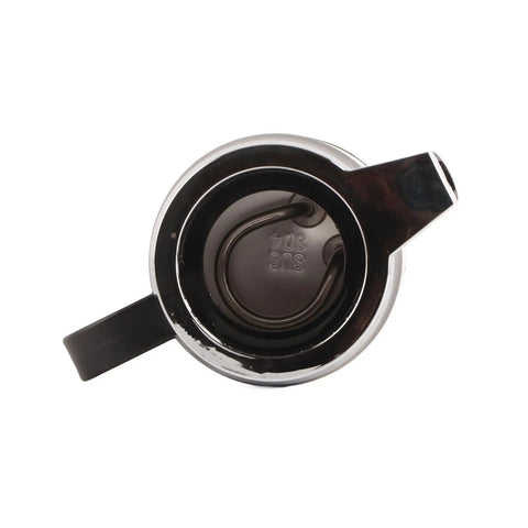 View inside the stainless steel 12V car electric kettle, showing heating element and handle design for easy pouring.
