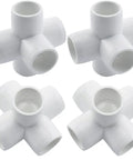 Four Pack 3/4 Inch 5 Way PVC Fitting Elbow Connector For DIY Shelving Garden Support Structures And Storage Frames Built To Last Heavy Duty Furniture Grade White PVC Pipe Elbow Joint Kit Frost And Corrosion Resistant