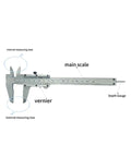 Dual Scale Vernier Caliper 6 Inch Stainless Steel Measuring Tool With Inch And Metric Readings Non Digital Calipers side view