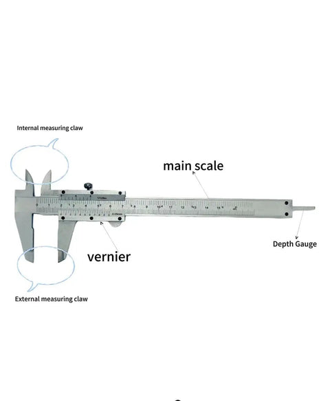 Dual Scale Vernier Caliper 6 Inch Stainless Steel Measuring Tool With Inch And Metric Readings Non Digital Calipers side view