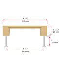 Armadale Collection Champagne Bronze Modern Rectangular Cabinet And Drawer Pull Handle Center To Center 96 mm with size details.