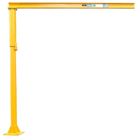Job Site Ready Medium Duty Floor Mounted Jib Crane With 10 Foot Span And 1000 Lb Lifting Capacity Smooth 360 Degree Rotation and yellow steel construction