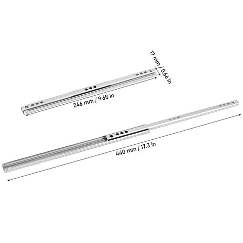 10 Pairs Of 10 Inch Full Extension Drawer Slides With Ball Bearing Side Mount Soft Close And 2 Way Track Rails, steel view