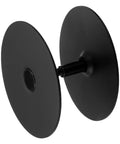 Heavy Duty Stainless Steel Decorative Deadbolt Cover Plate For Entry Doors With Slick Black Round Filler, showing side view.
