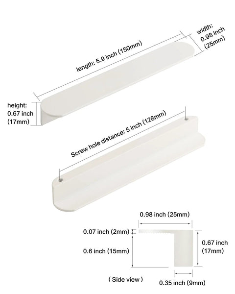 Diagram of 5 Pack Matte White Cabinet Handles For Kitchen Cabinets And Furniture Modern Drawer Pulls Center To Center Five Inches Length