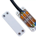 Heavy Duty Junction Box Tailored For Standard 221 Lever Nuts Rock Solid Inline Wire Splice Cover Case showing inside wiring with connectors.